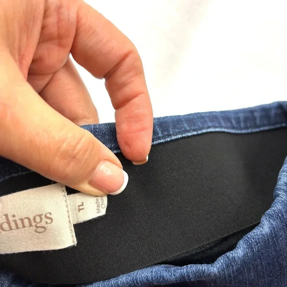 Soft Surroundings Dark Wash Whisker Tummy Control Highrise Bootcut Jeans Size TL - Picture 11 of 14